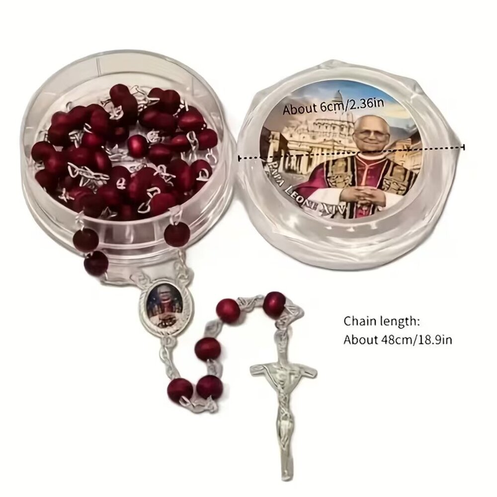 Pope Leo Wood Rosary Beads Scented - Picture 3 of 5